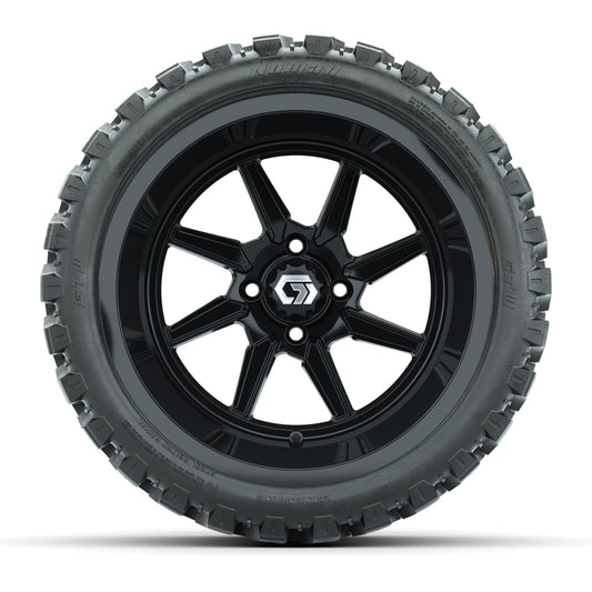 GTW® Reaper Gloss Black 15 in Wheels with 23X10-R15 Nomad Steel Belted Radial All-Terrain Tires - Full Set