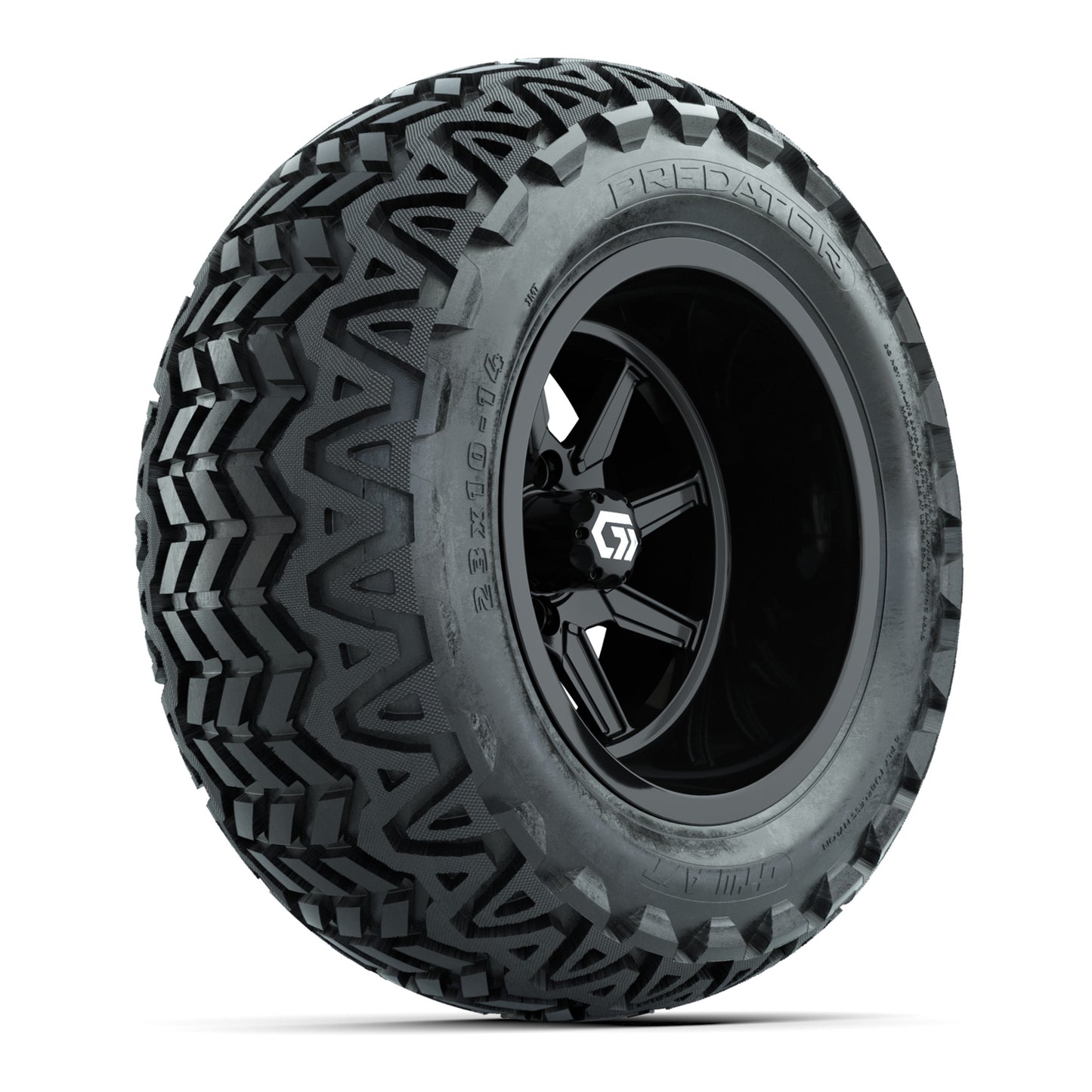 GTW® Reaper Gloss Black 14 in Wheels with 23X10-14 Predator All-Terrain Tires - Full Set