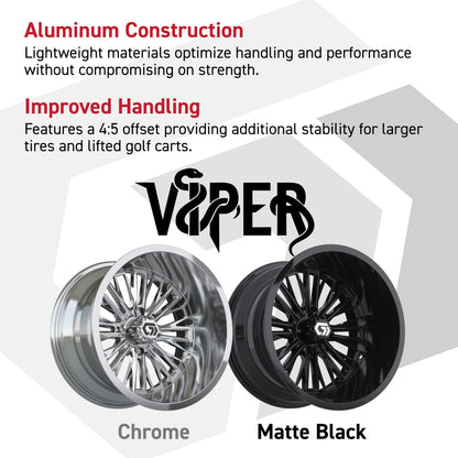 GTW® Viper Chrome 14 in Wheels with 23X10-14 Predator All-Terrain Tires - Full Set