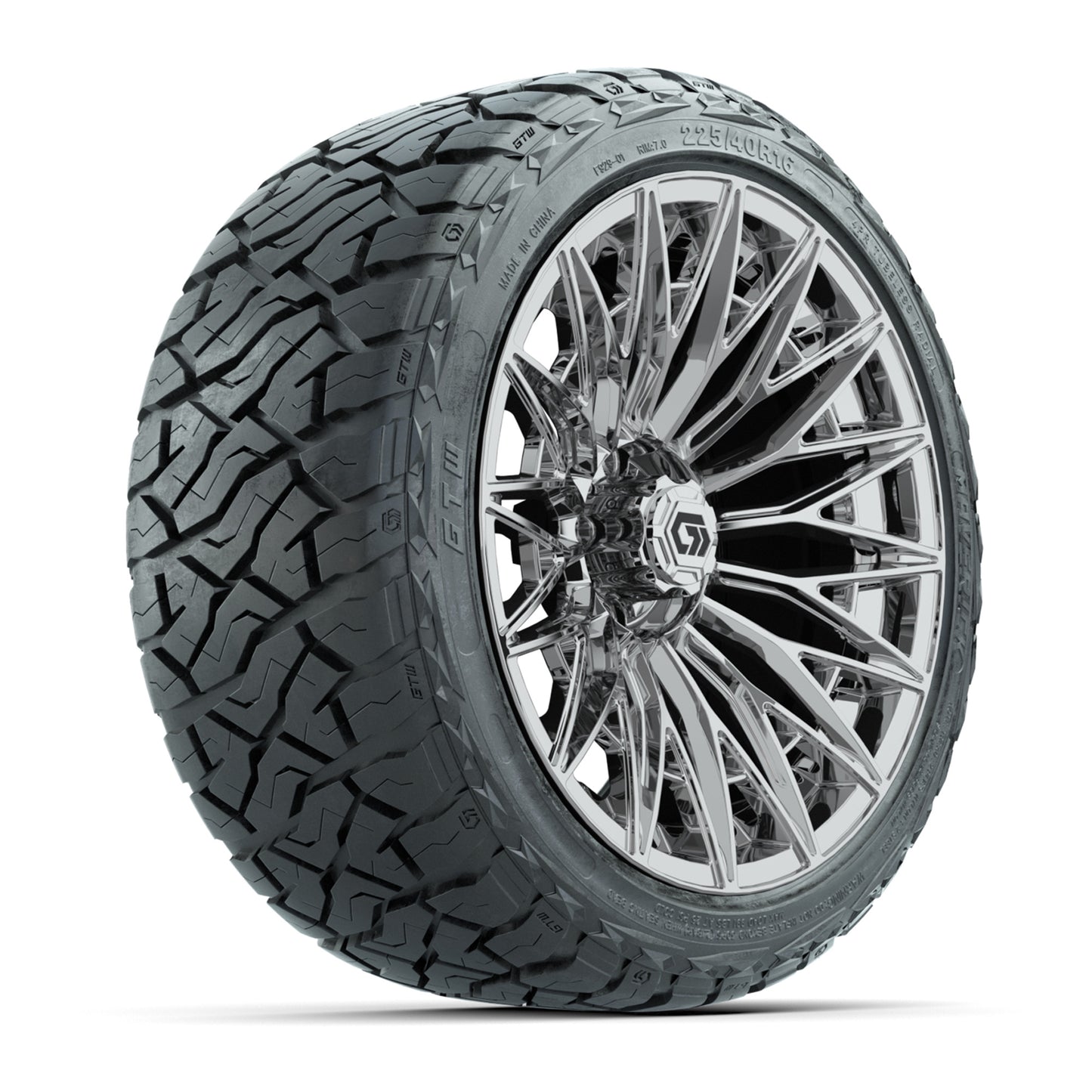 GTW® Blur Chrome 16 in Wheels with 225/40-R16 Maverick Street Tires - Full Set
