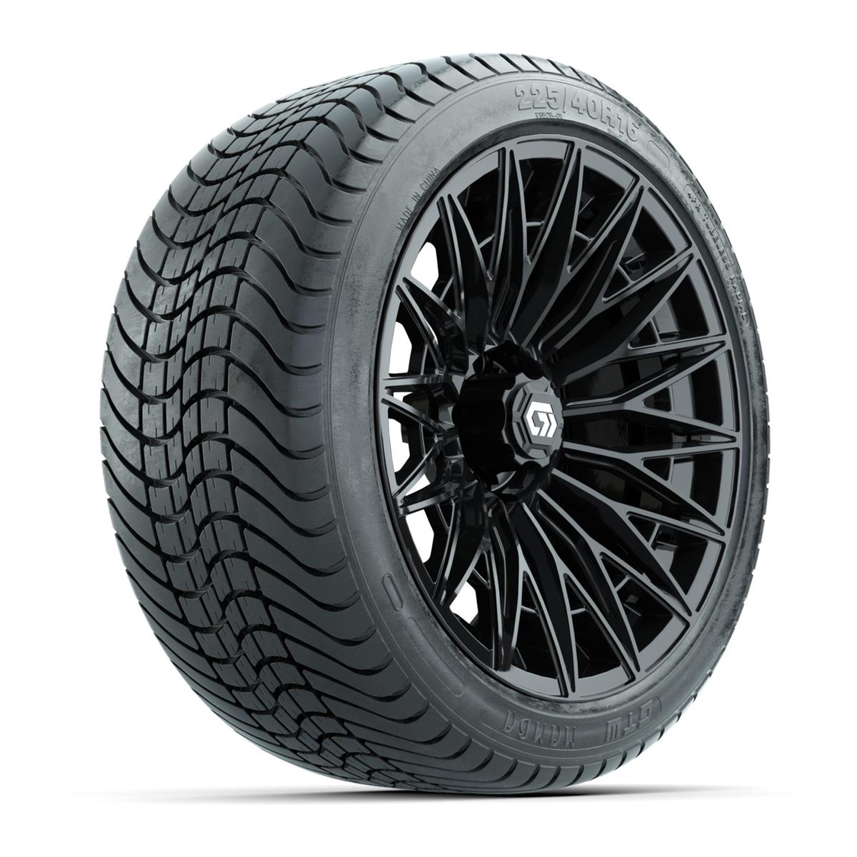 GTW® Blur Gloss Black 16 in Wheels with 225/40-R16 Mamba Street Tires - Full Set