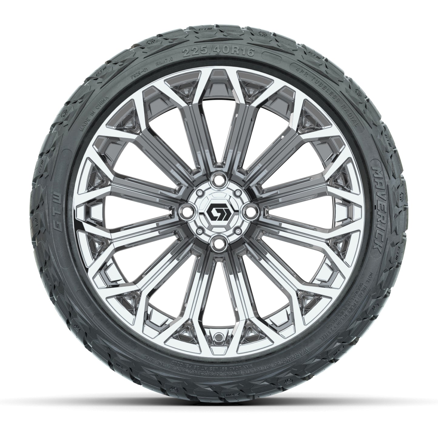 GTW® Phantom Chrome 16 in Wheels with 225/40-R16 Maverick Street Tires - Full Set