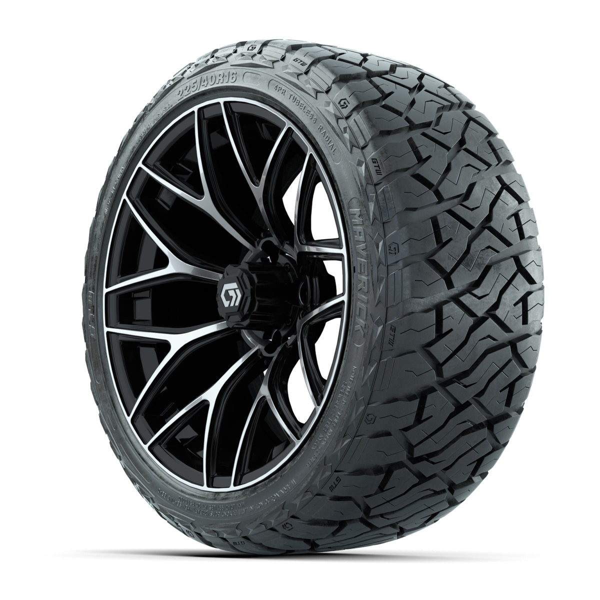 GTW® Monaco Black/Machined 16 in Wheels with 225/40-R16 Maverick Street Tires - Full Set