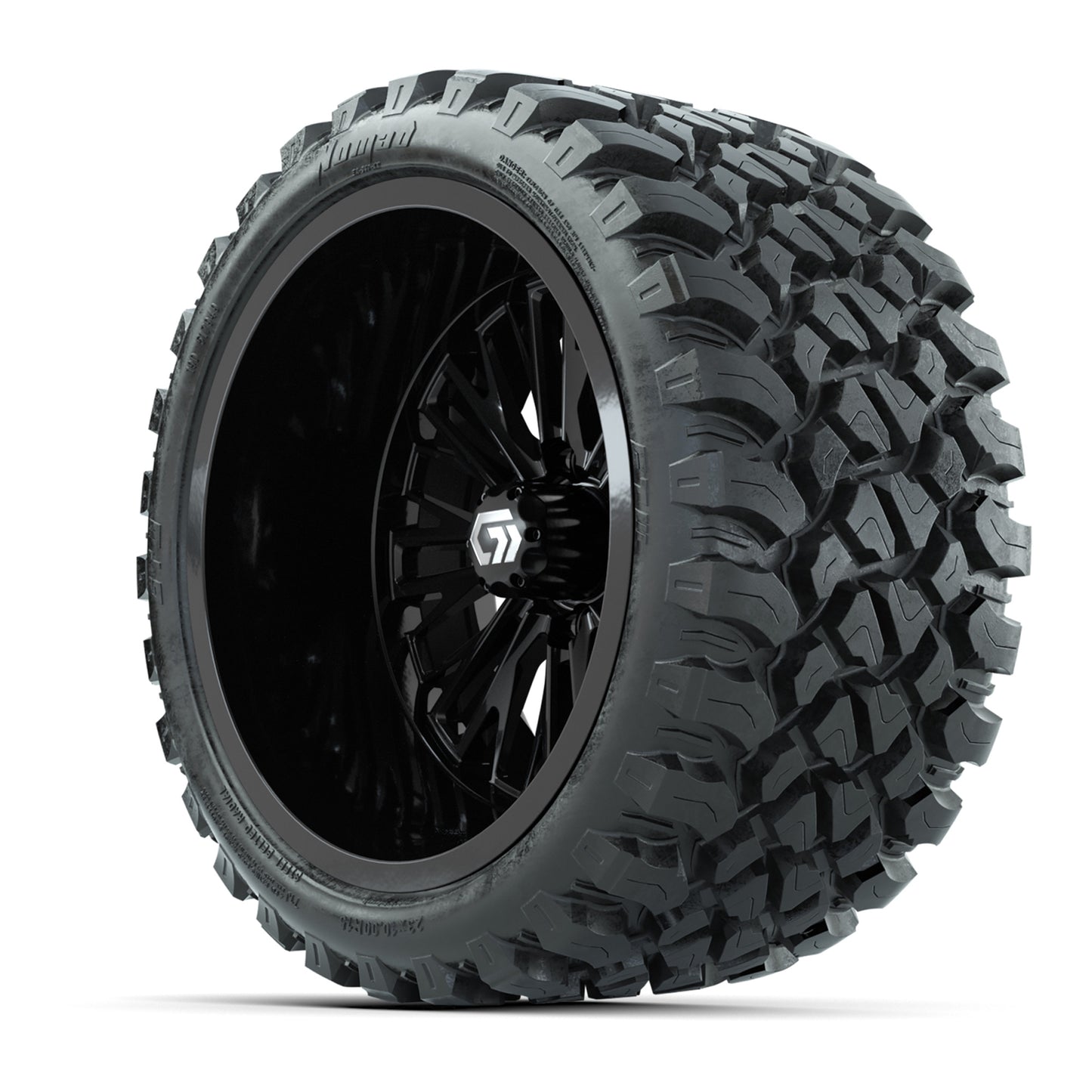 GTW® Viper Gloss Black 15 in Wheels with 23X10-R15 Nomad Steel Belted Radial All-Terrain Tires - Full Set