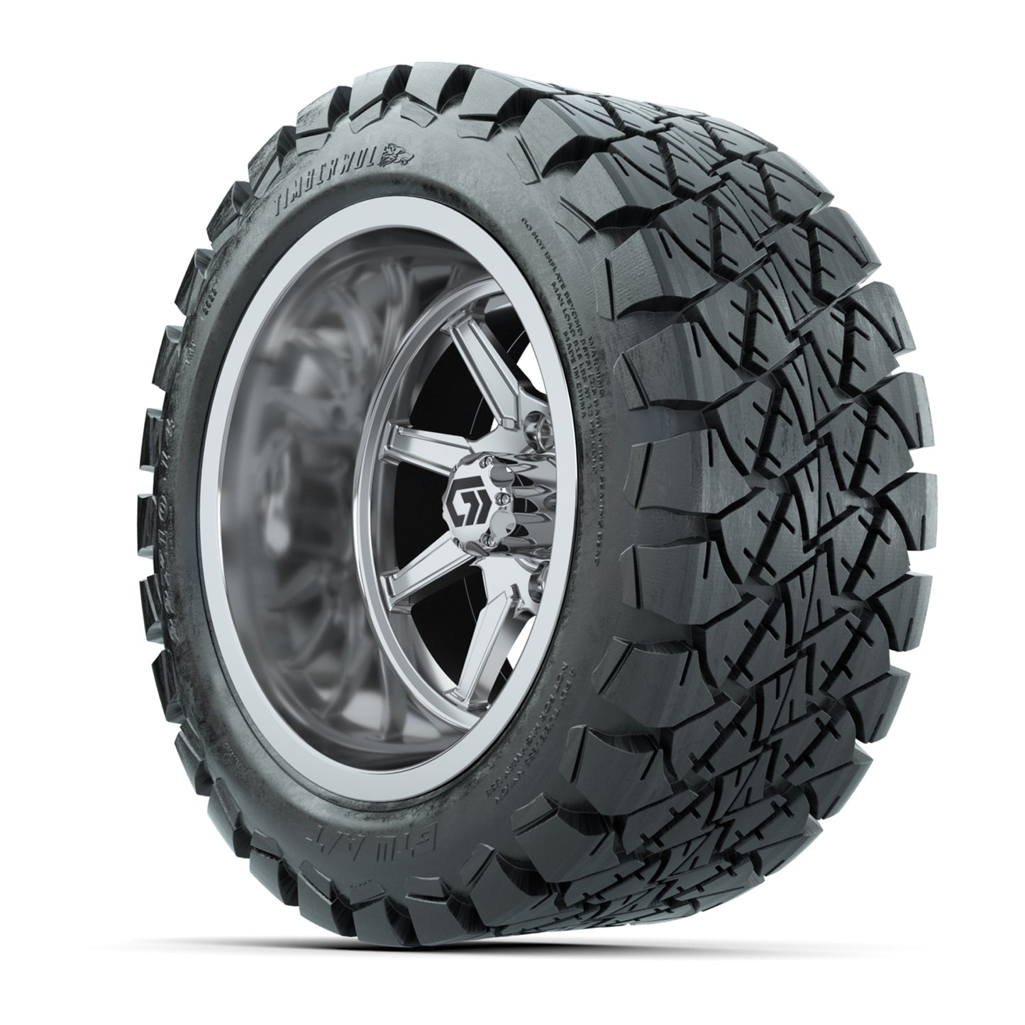 GTW® Reaper Chrome 14 in Wheels with 22X10-14 Timberwolf All-Terrain Tires - Full Set