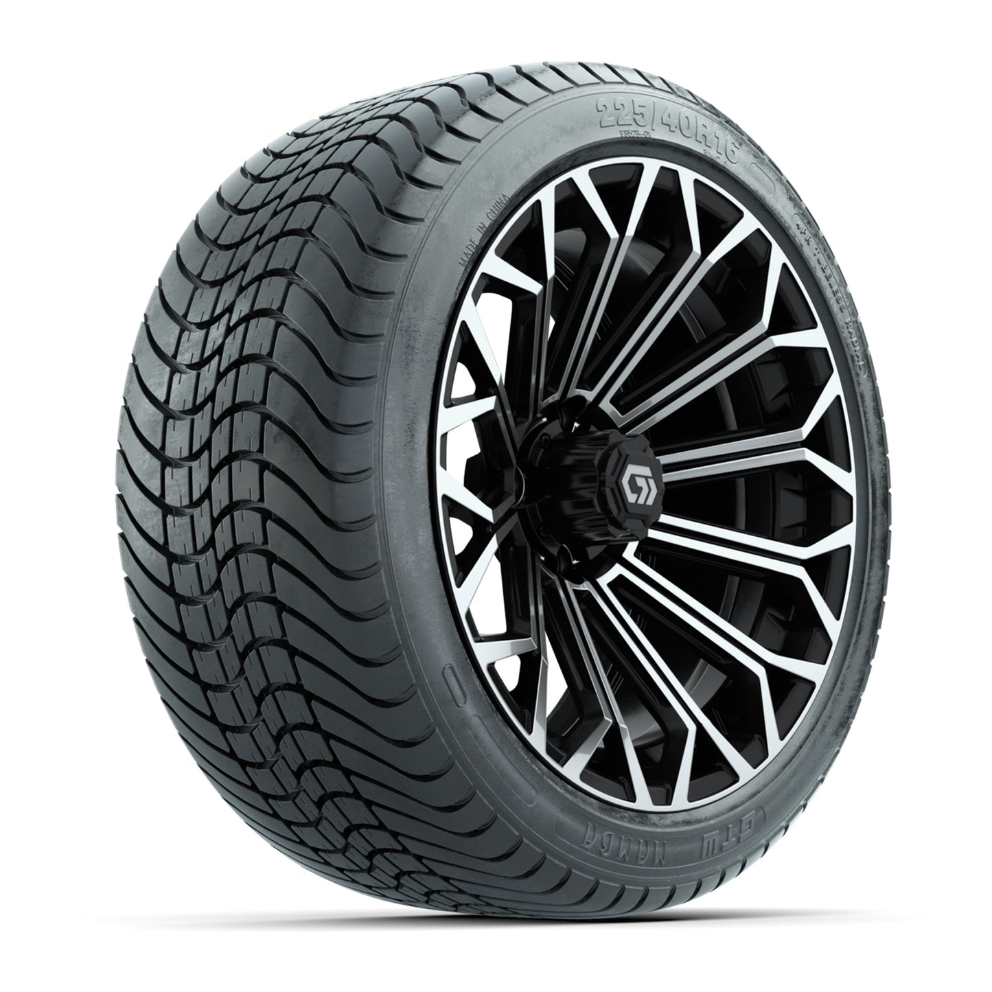 GTW® Phantom Black/Machined 16 in Wheels with 225/40-R16 Mamba Street Tires - Full Set