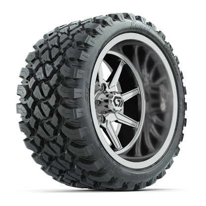 GTW® Reaper Chrome 15 in Wheels with 23X10-R15 Nomad Steel Belted Radial All-Terrain Tires - Full Set