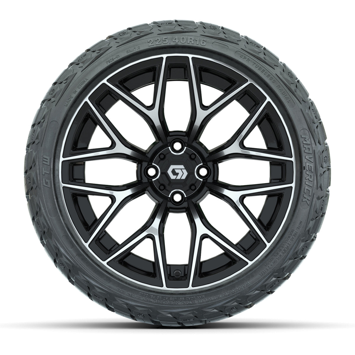 GTW® Monaco Black/Machined 16 in Wheels with 225/40-R16 Maverick Street Tires - Full Set