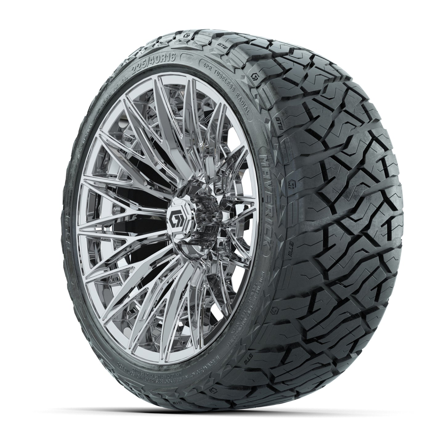 GTW® Blur Chrome 16 in Wheels with 225/40-R16 Maverick Street Tires - Full Set