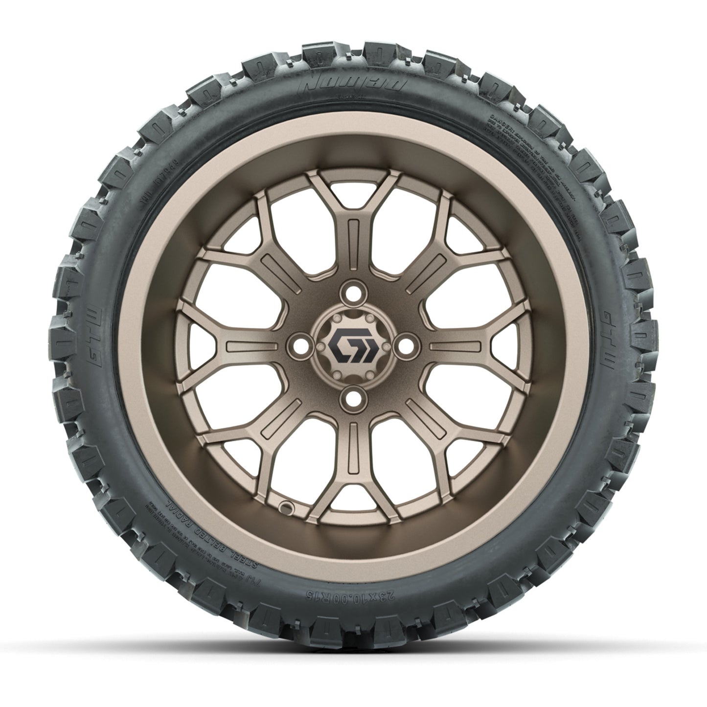 GTW® Assault Matte Bronze 15 in Wheels with 23X10-R15 Nomad Steel Belted Radial All-Terrain Tires - Full Set