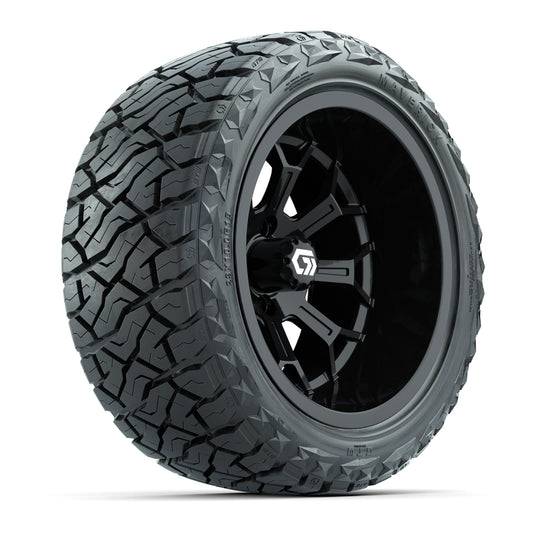 GTW® Assault Gloss Black 15 in Wheels with 23X10-R15 Maverick Steel Belted Radial All-Terrain Tires - Full Set