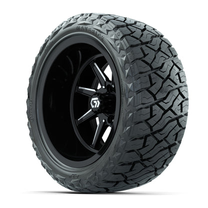 GTW® Reaper Black/Machined 15 in Wheels with 23X10-R15 Maverick Steel Belted Radial All-Terrain Tires - Full Set