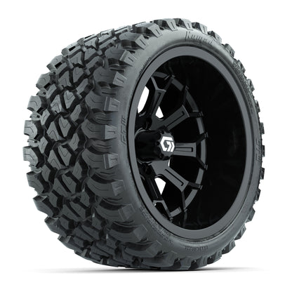 GTW® Assault Gloss Black 15 in Wheels with 23X10-R15 Nomad Steel Belted Radial All-Terrain Tires - Full Set