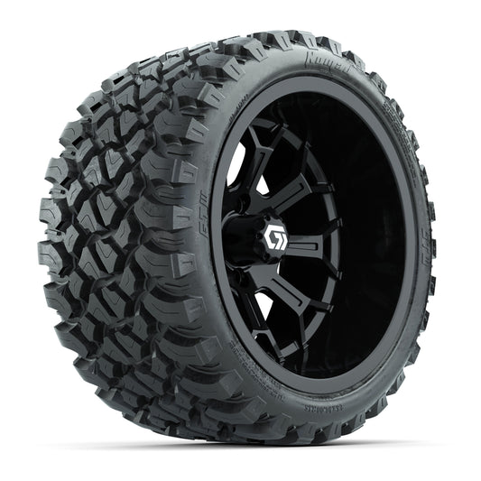 GTW® Assault Gloss Black 15 in Wheels with 23X10-R15 Nomad Steel Belted Radial All-Terrain Tires - Full Set