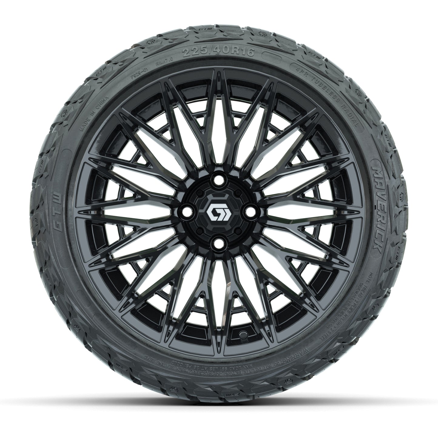 GTW® Blur Gloss Black 16 in Wheels with 225/40-R16 Maverick Street Tires - Full Set