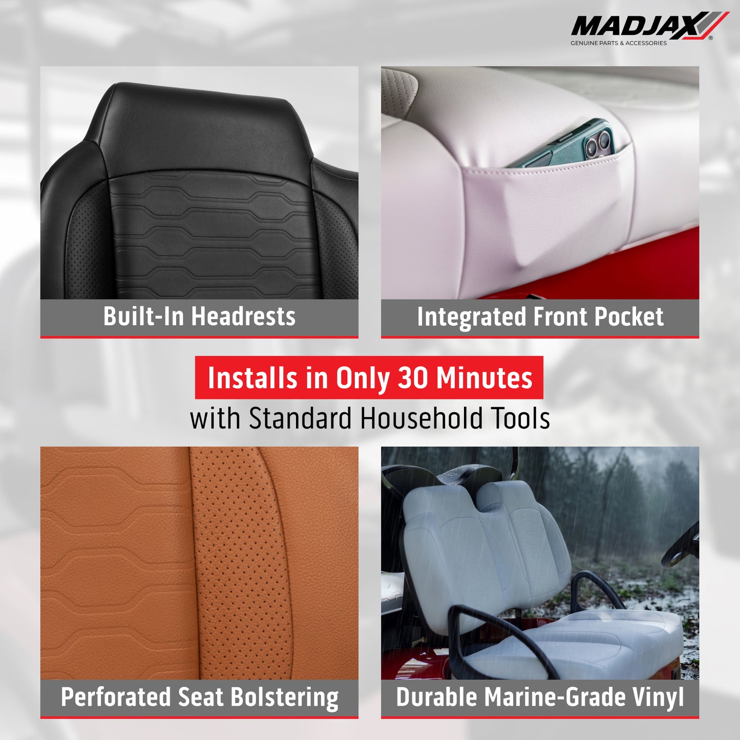 MadJax® Club Car Precedent/Tempo/Onward Black Aspen Front Seat CushionsItem