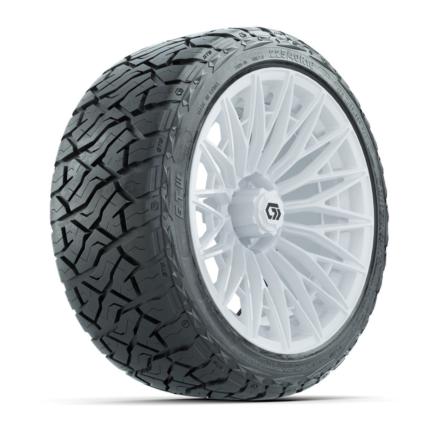 GTW® Blur Gloss White 16 in Wheels with 225/40-R16 Maverick Street Tires - Full Set