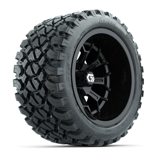 GTW® Assault Gloss Black 14 in Wheels with 23X10-R14 Nomad Steel Belt Radial All-Terrain Tires - Full Set