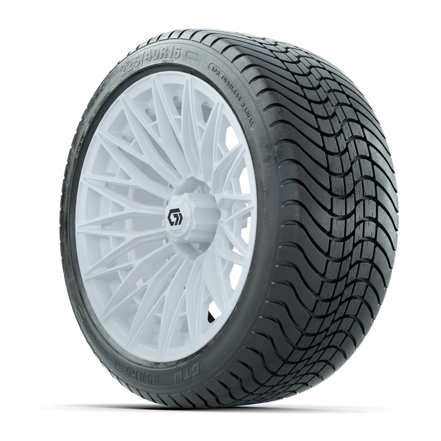 GTW® Blur Gloss White 16 in Wheels with 225/40-R16 Mamba Street Tires - Full Set