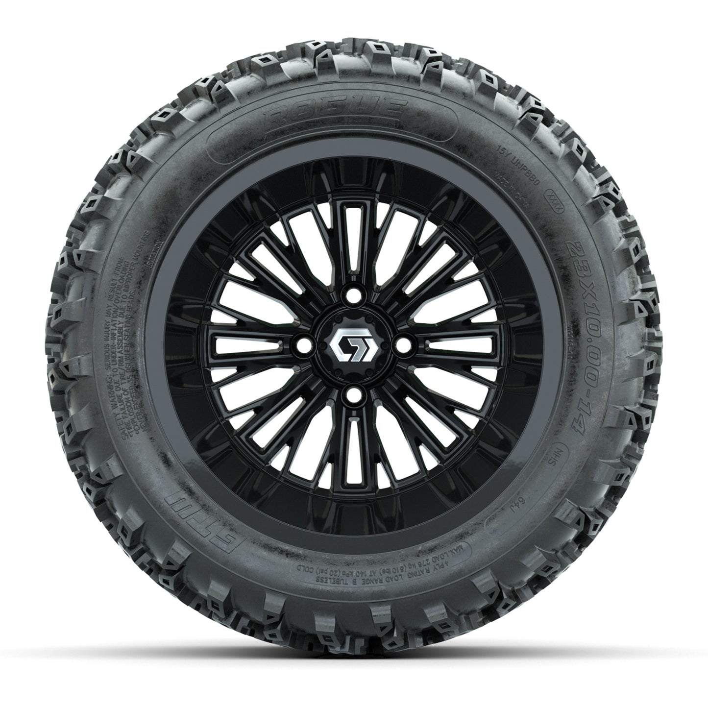 GTW® Viper Gloss Black 14 in Wheels with 23X10-R14 Rogue All-Terrain Tires - Full SetItem # A19-2646