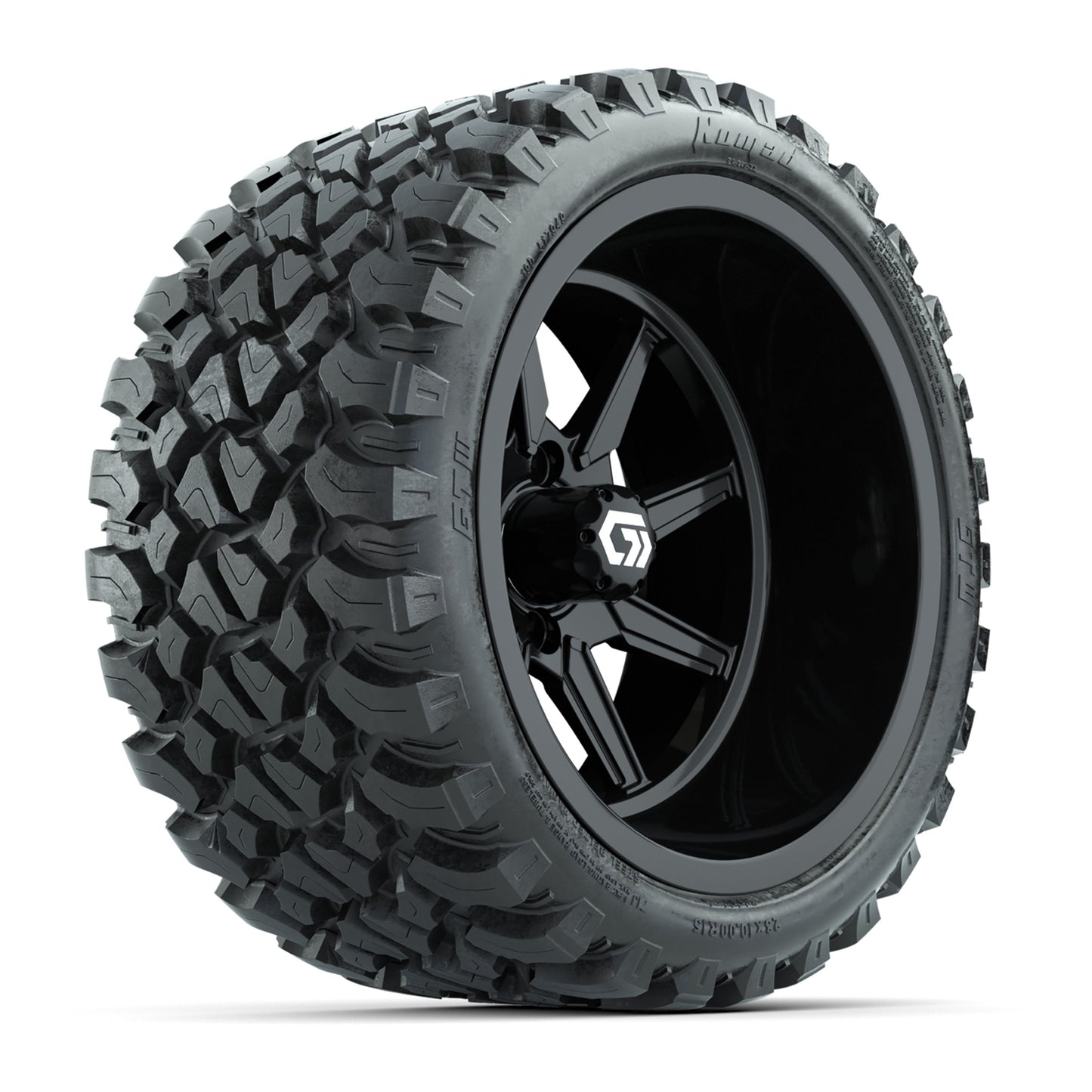 GTW® Reaper Gloss Black 15 in Wheels with 23X10-R15 Nomad Steel Belted Radial All-Terrain Tires - Full Set