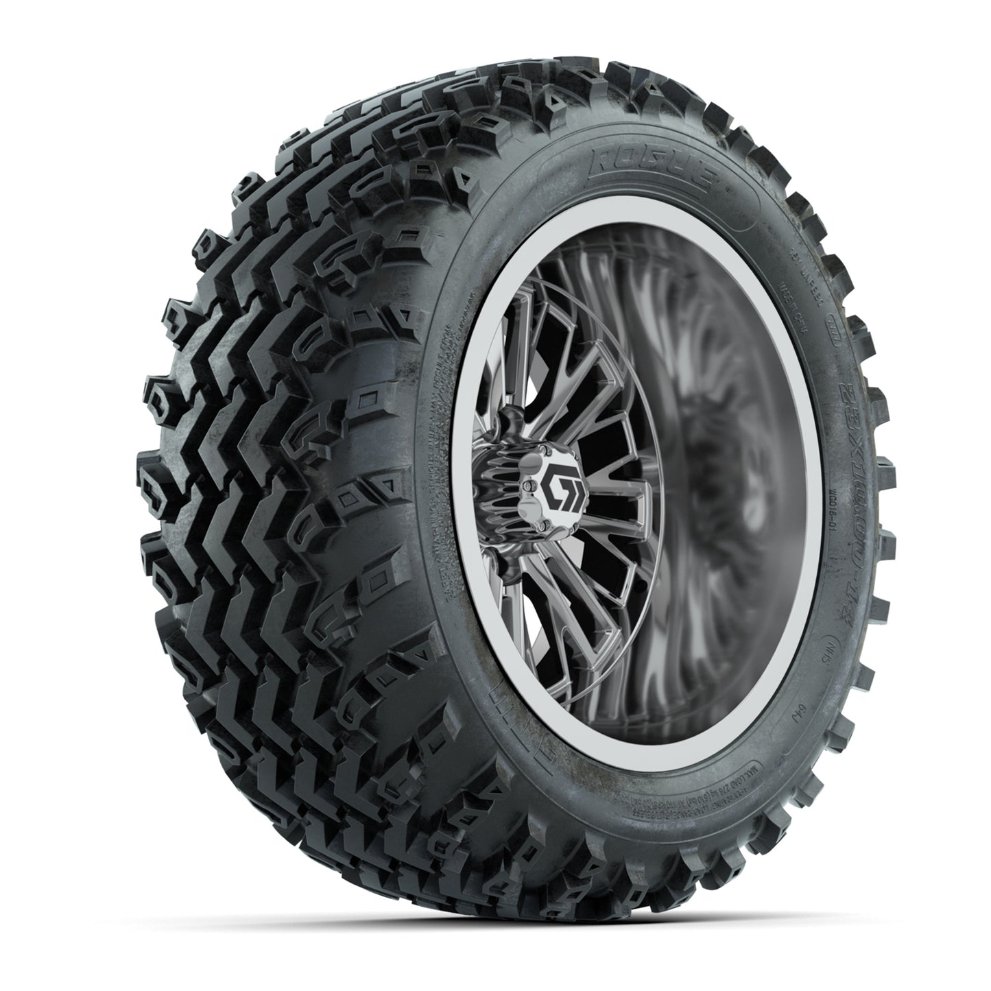 GTW® Viper Chrome 14 in Wheels with 23X10-R14 Rogue All-Terrain Tires - Full Set