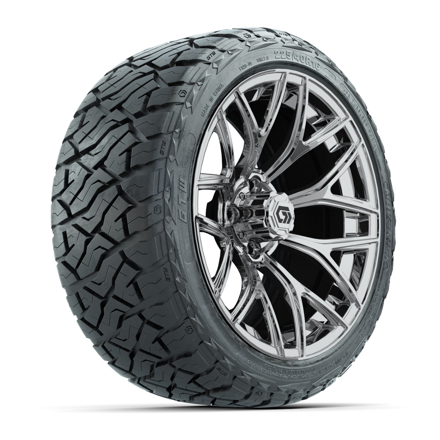 GTW® Monaco Chrome 16 in Wheels with 225/40-R16 Maverick Street Tires - Full Set