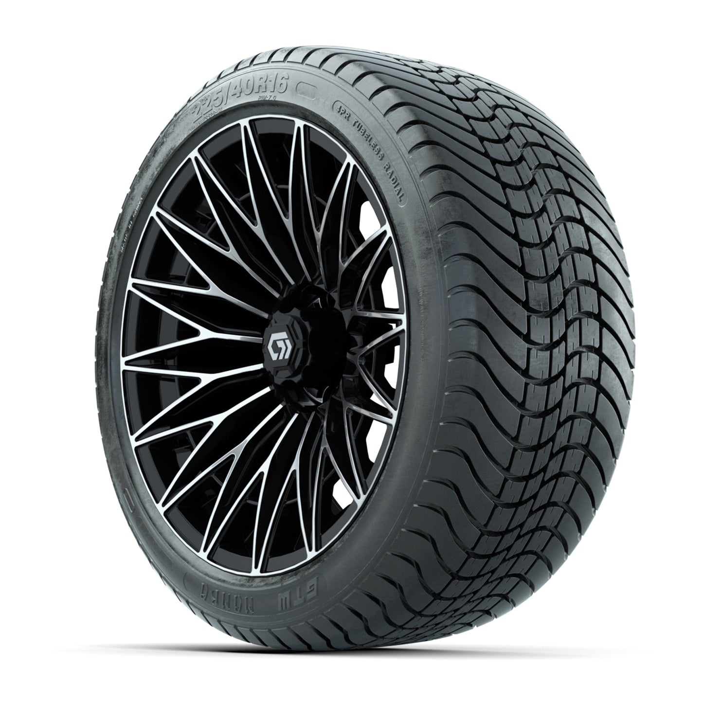 GTW® Blur Black/Machined 16 in Wheels with 225/40-R16 Mamba Street Tires - Full Set