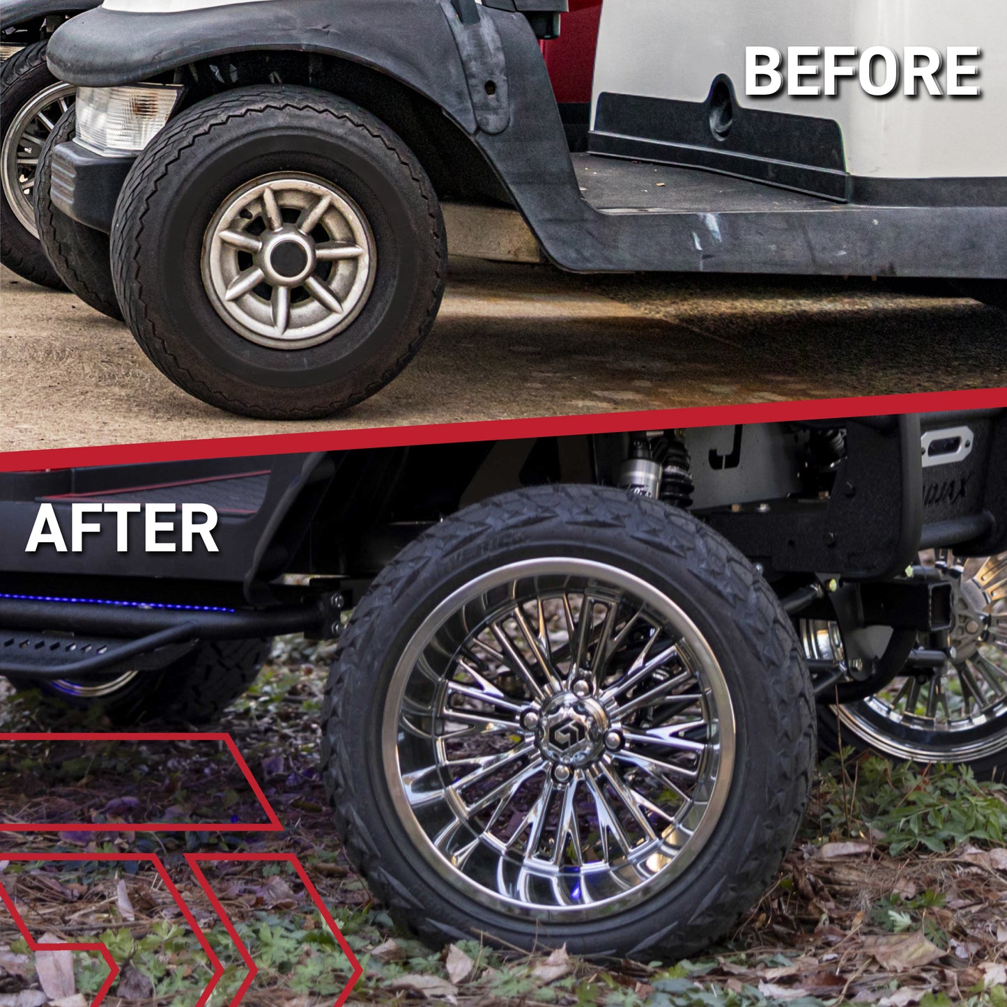GTW® Viper Gloss Black 14 in Wheels with 22X10-14 Timberwolf All-Terrain Tires - Full Set
