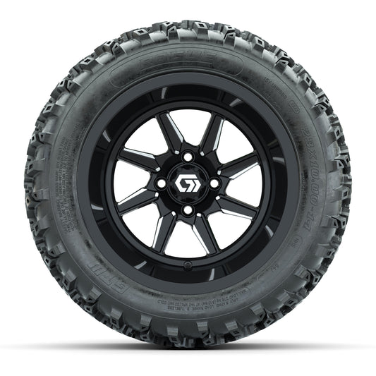 GTW® Reaper Black/Machined 14 in Wheels with 23X10-R14 Rogue All-Terrain Tires - Full Set