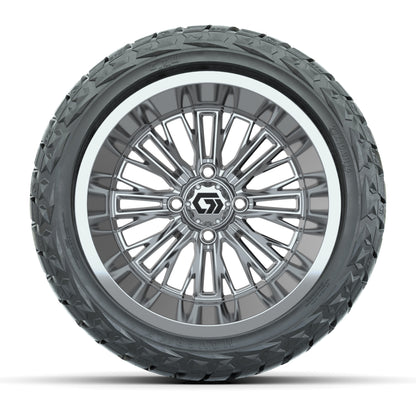 GTW® Viper Chrome 14 in Wheels with 23X10-R14 Maverick Steel Belted Radial All-Terrain Tires - Full Set