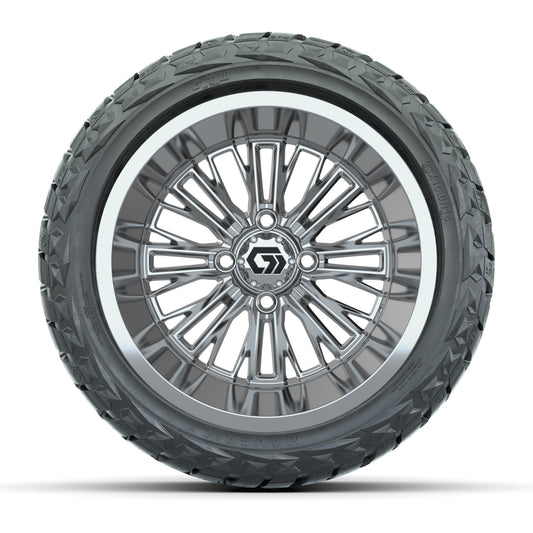 GTW® Viper Chrome 14 in Wheels with 23X10-R14 Maverick Steel Belted Radial All-Terrain Tires - Full Set