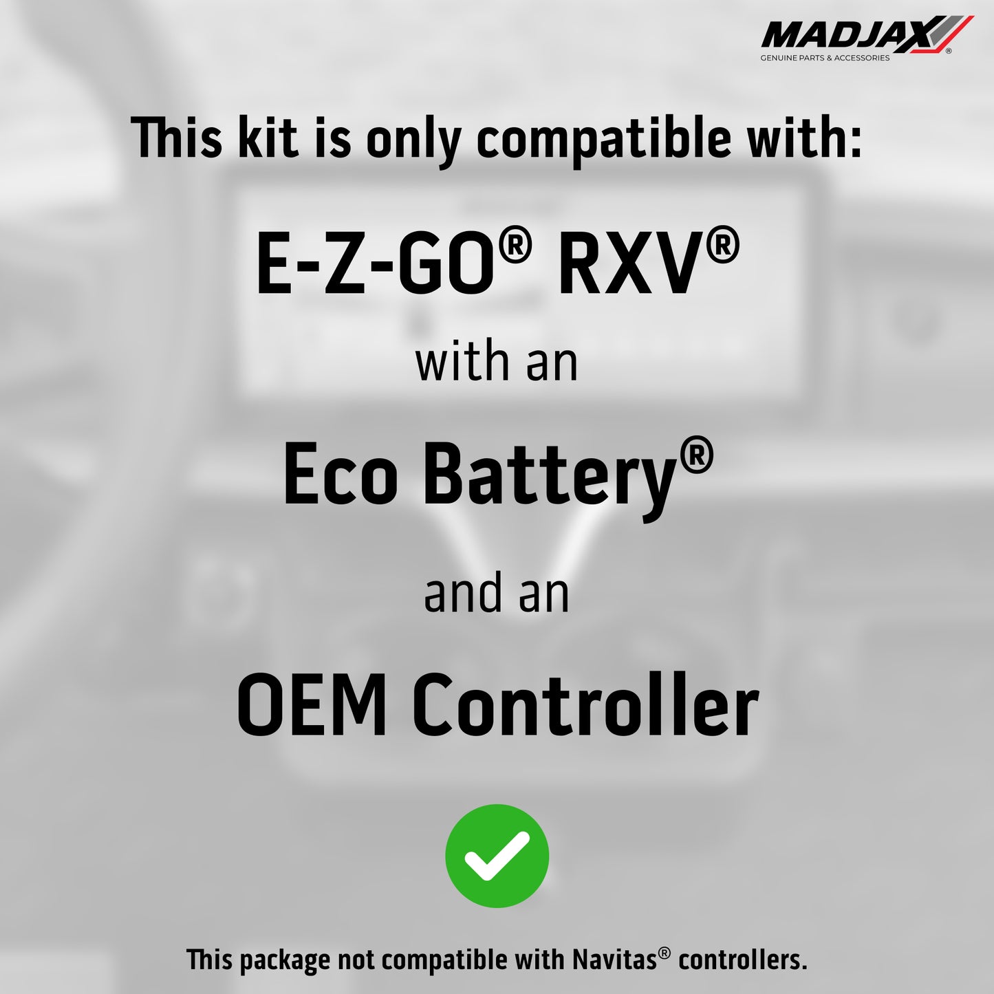 MadJax® Kinect™ Display Screen Kit for A/C motor EZGO RXV with Eco Battery Setup