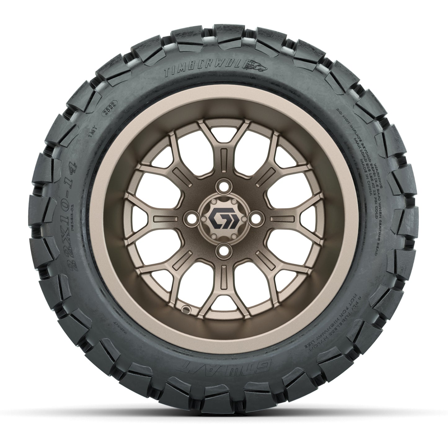 GTW® Assault Matte Bronze 14 in Wheels with 22X10-14 Timberwolf All-Terrain Tires - Full Set