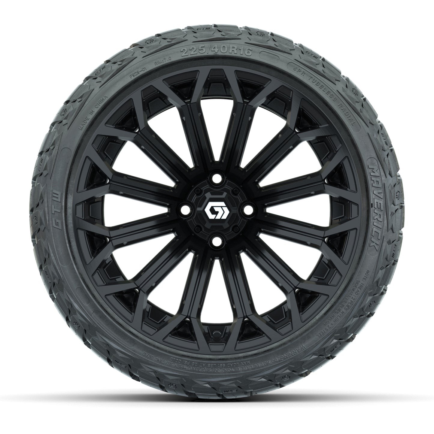 GTW® Phantom Gloss Black 16 in Wheels with 225/40-R16 Maverick Street Tires - Full Set
