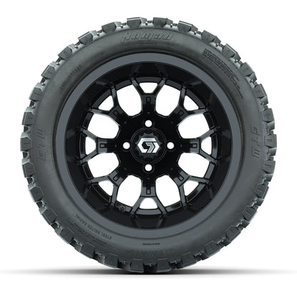 GTW® Assault Gloss Black 14 in Wheels with 23X10-R14 Nomad Steel Belt Radial All-Terrain Tires - Full Set