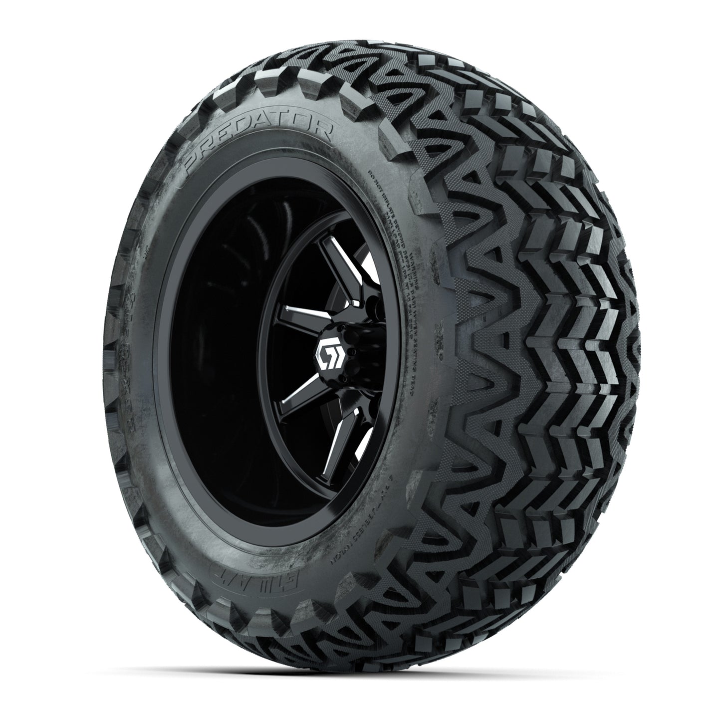 GTW® Reaper Black/Machined 14 in Wheels with 23X10-14 Predator All-Terrain Tires - Full Set