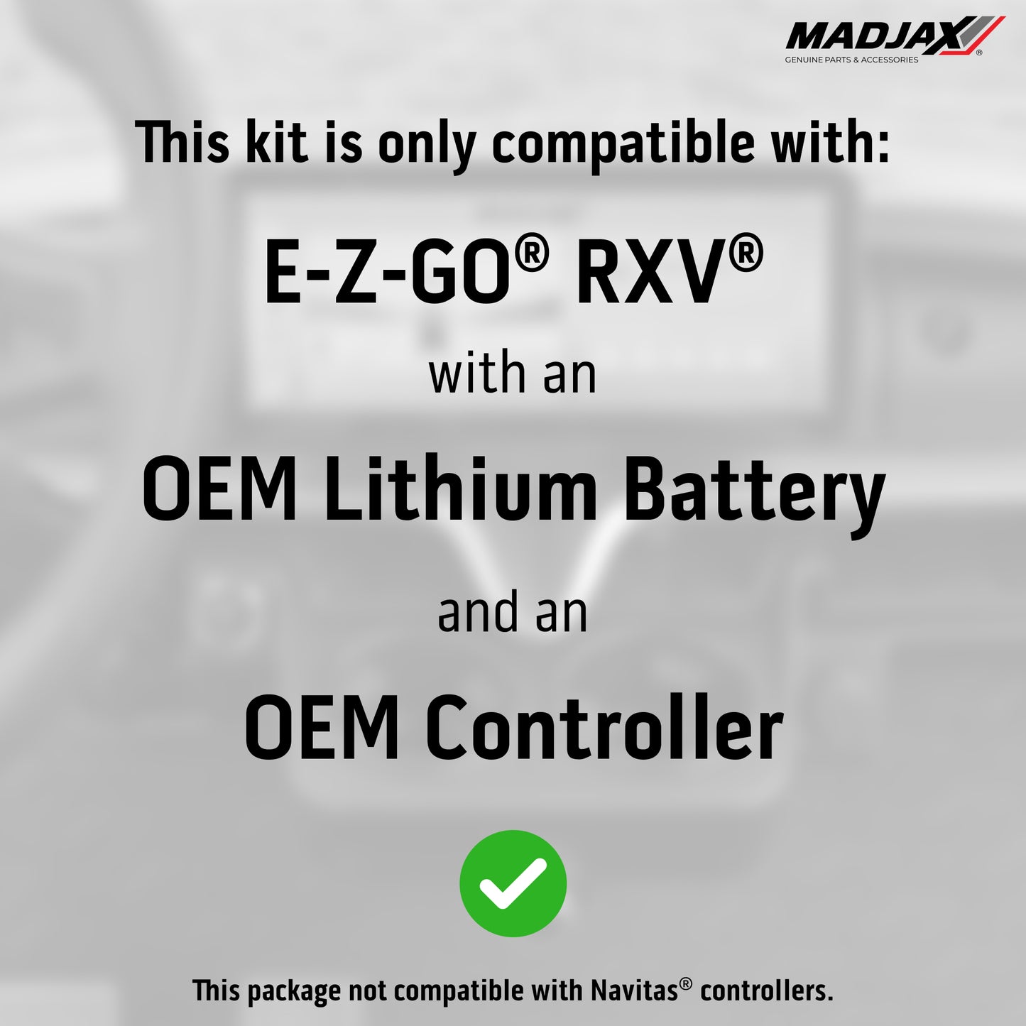 MadJax® Kinect™ Display Screen Kit for A/C motor EZGO RXV ELiTE with OEM Lithium Battery Setup